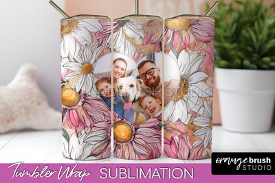 Photo Tumbler Wrap, Floral Picture Frame Tumbler Sublimation Sublimation OrangeBrushStudio 