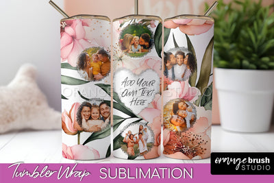 Photo Tumbler Wrap, Floral Picture Frame Tumbler Sublimation Sublimation OrangeBrushStudio 