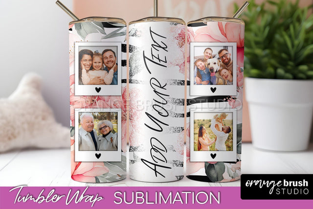 Photo Tumbler Wrap, Floral Picture Frame Tumbler Sublimation Sublimation OrangeBrushStudio 
