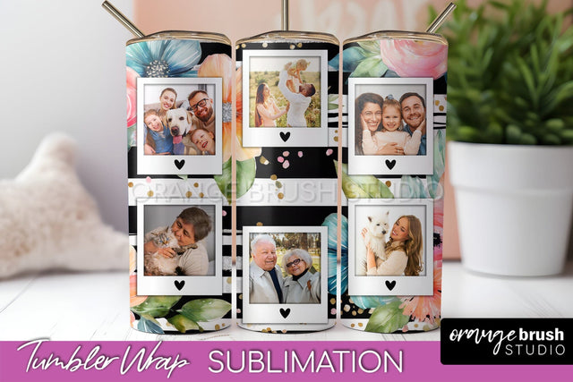 Photo Tumbler Wrap, Floral Picture Frame Tumbler Sublimation Sublimation OrangeBrushStudio 