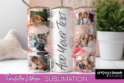 Photo Tumbler Wrap, Floral Picture Frame Tumbler Sublimation Sublimation OrangeBrushStudio 