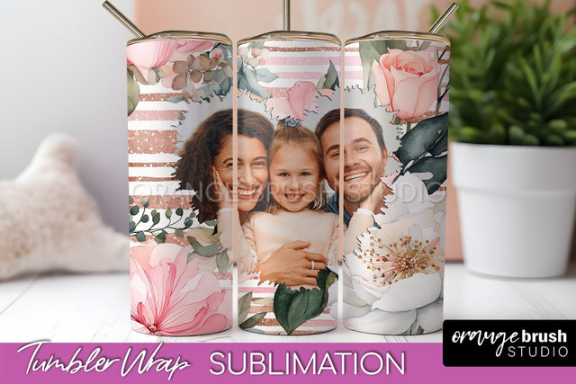 Photo Tumbler Wrap, Floral Picture Frame Tumbler Sublimation Sublimation OrangeBrushStudio 