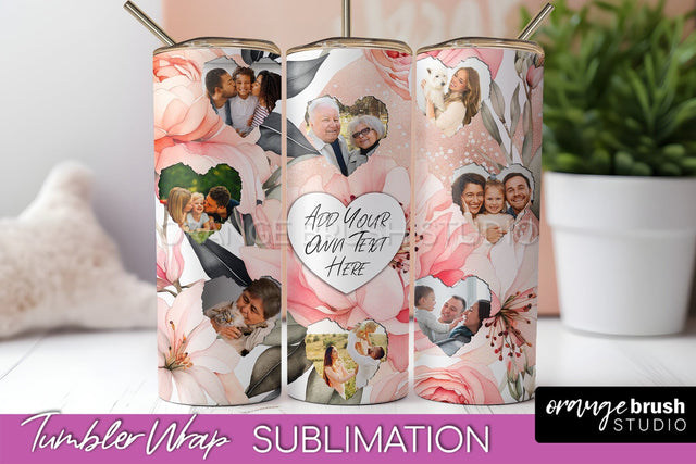 Photo Tumbler Wrap, Floral Picture Frame Tumbler Sublimation Sublimation OrangeBrushStudio 