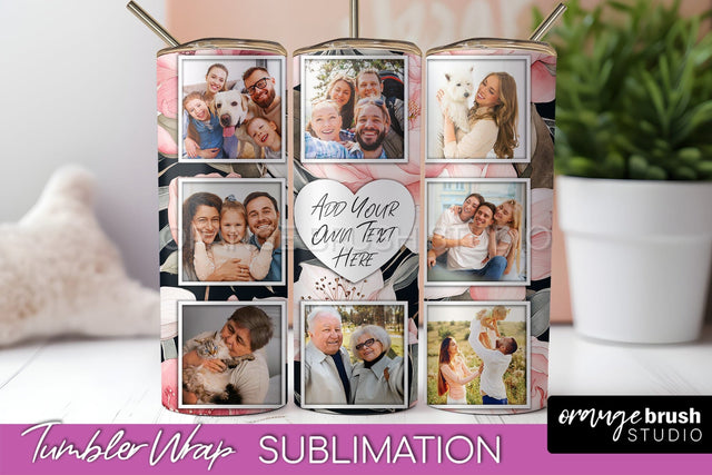 Photo Tumbler Wrap, Floral Picture Frame Tumbler Sublimation Sublimation OrangeBrushStudio 