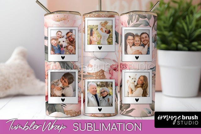 Photo Tumbler Wrap, Floral Picture Frame Tumbler Sublimation Sublimation OrangeBrushStudio 