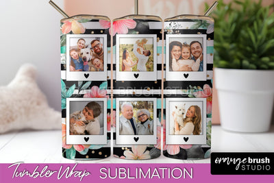 Photo Tumbler Wrap, Floral Picture Frame Tumbler Sublimation Sublimation OrangeBrushStudio 