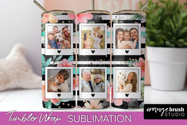 Photo Tumbler Wrap, Floral Picture Frame Tumbler Sublimation Sublimation OrangeBrushStudio 