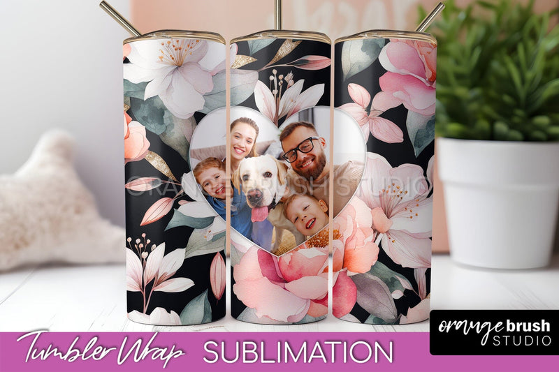 Photo Tumbler Wrap, Floral Picture Frame Tumbler Sublimation Sublimation OrangeBrushStudio 