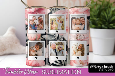 Photo Tumbler Wrap, Floral Picture Frame Tumbler Sublimation Sublimation OrangeBrushStudio 