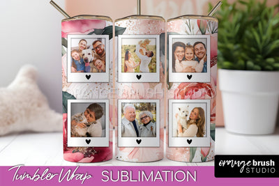 Photo Tumbler Wrap, Floral Picture Frame Tumbler Sublimation Sublimation OrangeBrushStudio 