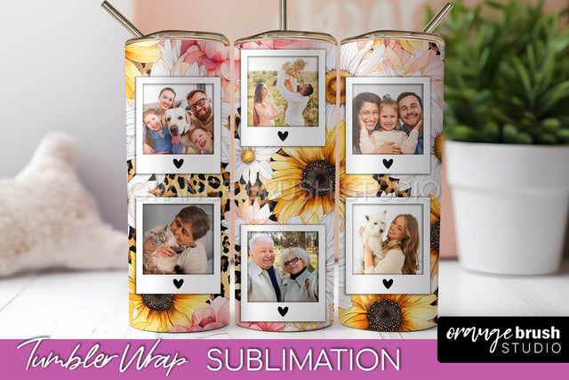 Photo Tumbler Wrap, Floral Picture Frame Tumbler Sublimation Sublimation OrangeBrushStudio 