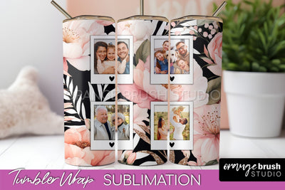 Photo Tumbler Wrap, Floral Picture Frame Tumbler Sublimation Sublimation OrangeBrushStudio 
