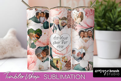 Photo Tumbler Wrap, Floral Picture Frame Tumbler Sublimation Sublimation OrangeBrushStudio 