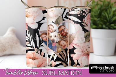 Photo Tumbler Wrap, Floral Picture Frame Tumbler Sublimation Sublimation OrangeBrushStudio 