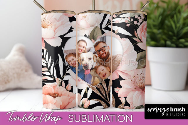 Photo Tumbler Wrap, Floral Picture Frame Tumbler Sublimation Sublimation OrangeBrushStudio 