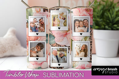Photo Tumbler Wrap, Floral Picture Frame Tumbler Sublimation Sublimation OrangeBrushStudio 