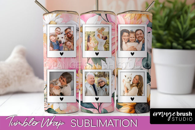 Photo Tumbler Wrap, Floral Picture Frame Tumbler Sublimation Sublimation OrangeBrushStudio 