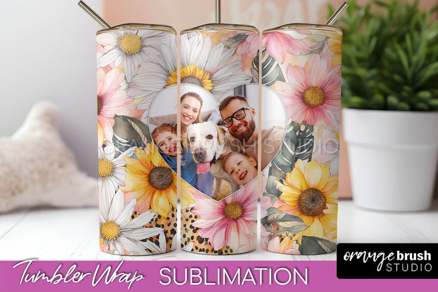 Photo Tumbler Wrap, Floral Picture Frame Tumbler Sublimation Sublimation OrangeBrushStudio 