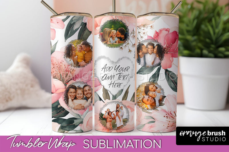 Photo Tumbler Wrap, Floral Picture Frame Tumbler Sublimation Sublimation OrangeBrushStudio 