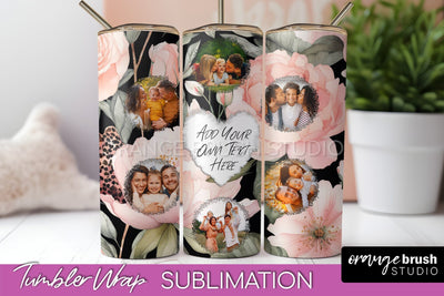 Photo Tumbler Wrap, Floral Picture Frame Tumbler Sublimation Sublimation OrangeBrushStudio 