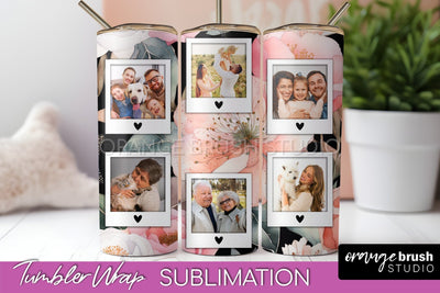 Photo Tumbler Wrap, Floral Picture Frame Tumbler Sublimation Sublimation OrangeBrushStudio 