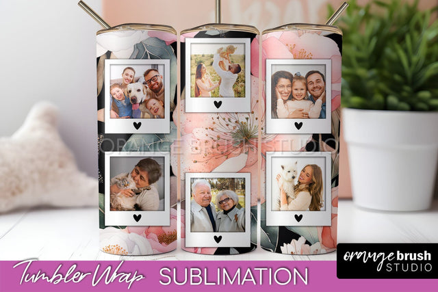 Photo Tumbler Wrap, Floral Picture Frame Tumbler Sublimation Sublimation OrangeBrushStudio 
