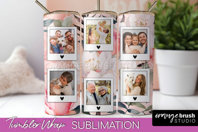 Photo Tumbler Wrap, Floral Picture Frame Tumbler Sublimation Sublimation OrangeBrushStudio 