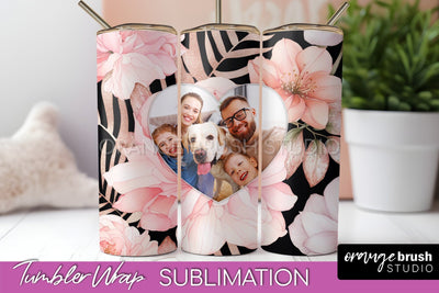 Photo Tumbler Wrap, Floral Picture Frame Tumbler Sublimation Sublimation OrangeBrushStudio 