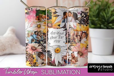 Photo Tumbler Wrap, Floral Picture Frame Tumbler Sublimation Sublimation OrangeBrushStudio 
