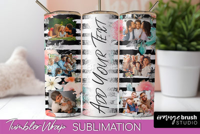 Photo Tumbler Wrap, Floral Picture Frame Tumbler Sublimation Sublimation OrangeBrushStudio 