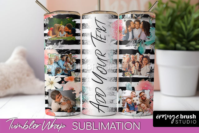 Photo Tumbler Wrap, Floral Picture Frame Tumbler Sublimation Sublimation OrangeBrushStudio 