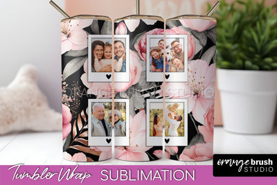 Photo Tumbler Wrap, Floral Picture Frame Tumbler Sublimation Sublimation OrangeBrushStudio 