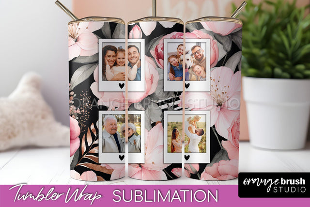 Photo Tumbler Wrap, Floral Picture Frame Tumbler Sublimation Sublimation OrangeBrushStudio 