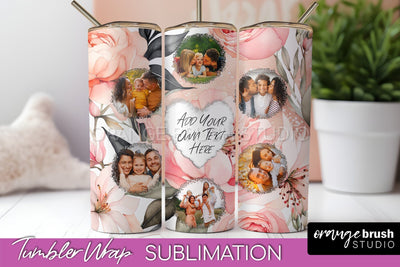 Photo Tumbler Wrap, Floral Picture Frame Tumbler Sublimation Sublimation OrangeBrushStudio 