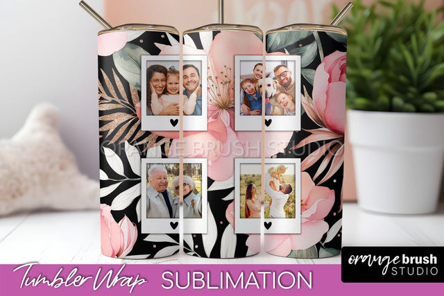 Photo Tumbler Wrap, Floral Picture Frame Tumbler Sublimation Sublimation OrangeBrushStudio 