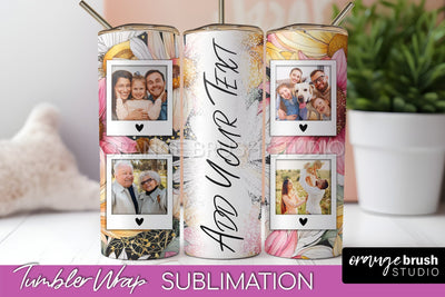 Photo Tumbler Wrap, Floral Picture Frame Tumbler Sublimation Sublimation OrangeBrushStudio 