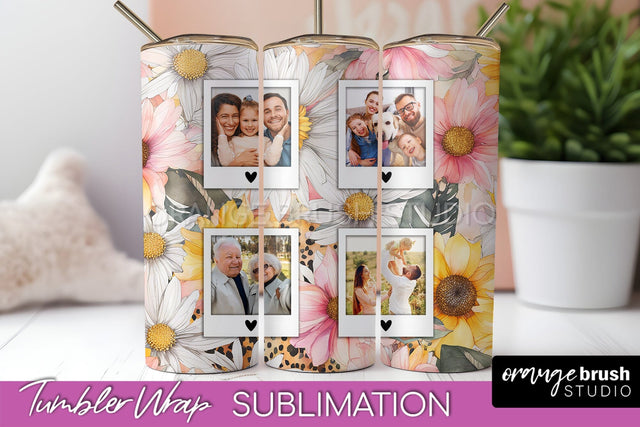 Photo Tumbler Wrap, Floral Picture Frame Tumbler Sublimation Sublimation OrangeBrushStudio 