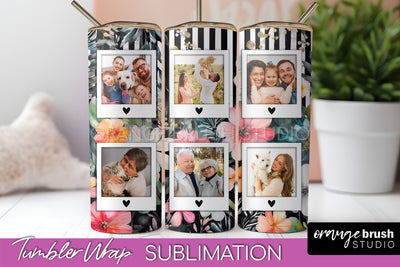 Photo Tumbler Wrap, Floral Picture Frame Tumbler Sublimation Sublimation OrangeBrushStudio 