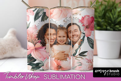 Photo Tumbler Wrap, Floral Picture Frame Tumbler Sublimation Sublimation OrangeBrushStudio 