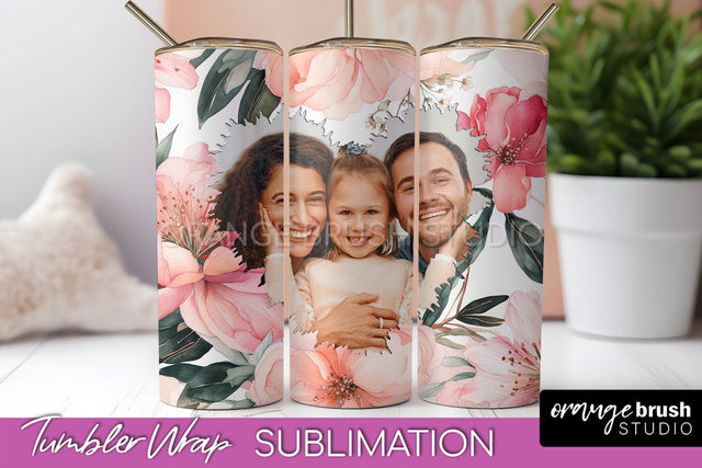 Photo Tumbler Wrap, Floral Picture Frame Tumbler Sublimation Sublimation OrangeBrushStudio 