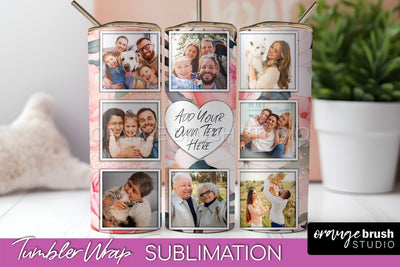 Photo Tumbler Wrap, Floral Picture Frame Tumbler Sublimation Sublimation OrangeBrushStudio 
