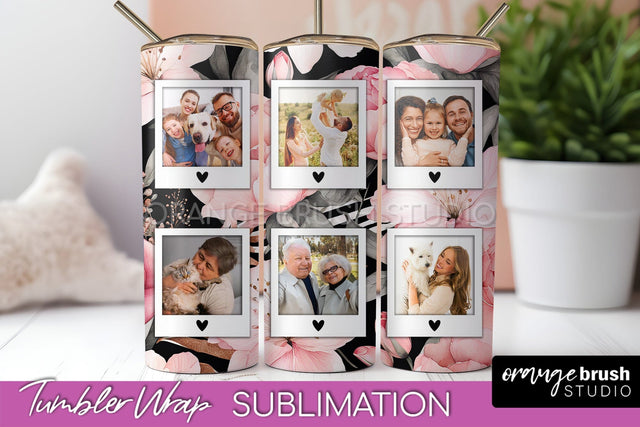 Photo Tumbler Wrap, Floral Picture Frame Tumbler Sublimation Sublimation OrangeBrushStudio 