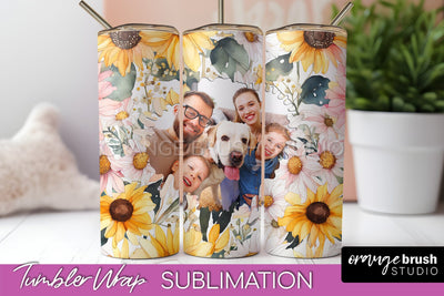 Photo Tumbler Wrap, Floral Picture Frame Tumbler Sublimation Sublimation OrangeBrushStudio 