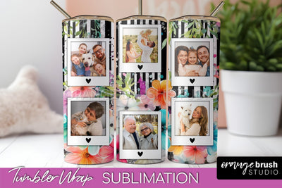 Photo Tumbler Wrap, Floral Picture Frame Tumbler Sublimation Sublimation OrangeBrushStudio 