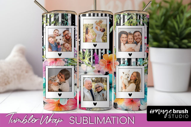 Photo Tumbler Wrap, Floral Picture Frame Tumbler Sublimation Sublimation OrangeBrushStudio 