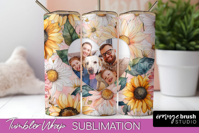 Photo Tumbler Wrap, Floral Picture Frame Tumbler Sublimation Sublimation OrangeBrushStudio 