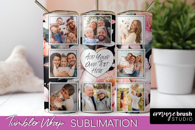 Photo Tumbler Wrap, Floral Picture Frame Tumbler Sublimation Sublimation OrangeBrushStudio 