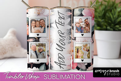Photo Tumbler Wrap, Floral Picture Frame Tumbler Sublimation Sublimation OrangeBrushStudio 