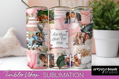 Photo Tumbler Wrap, Floral Picture Frame Tumbler Sublimation Sublimation OrangeBrushStudio 