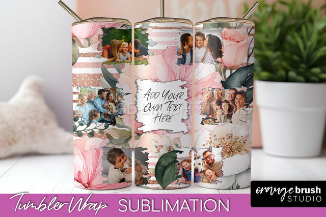 Photo Tumbler Wrap, Floral Picture Frame Tumbler Sublimation Sublimation OrangeBrushStudio 